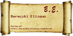 Bereczki Elizeus névjegykártya